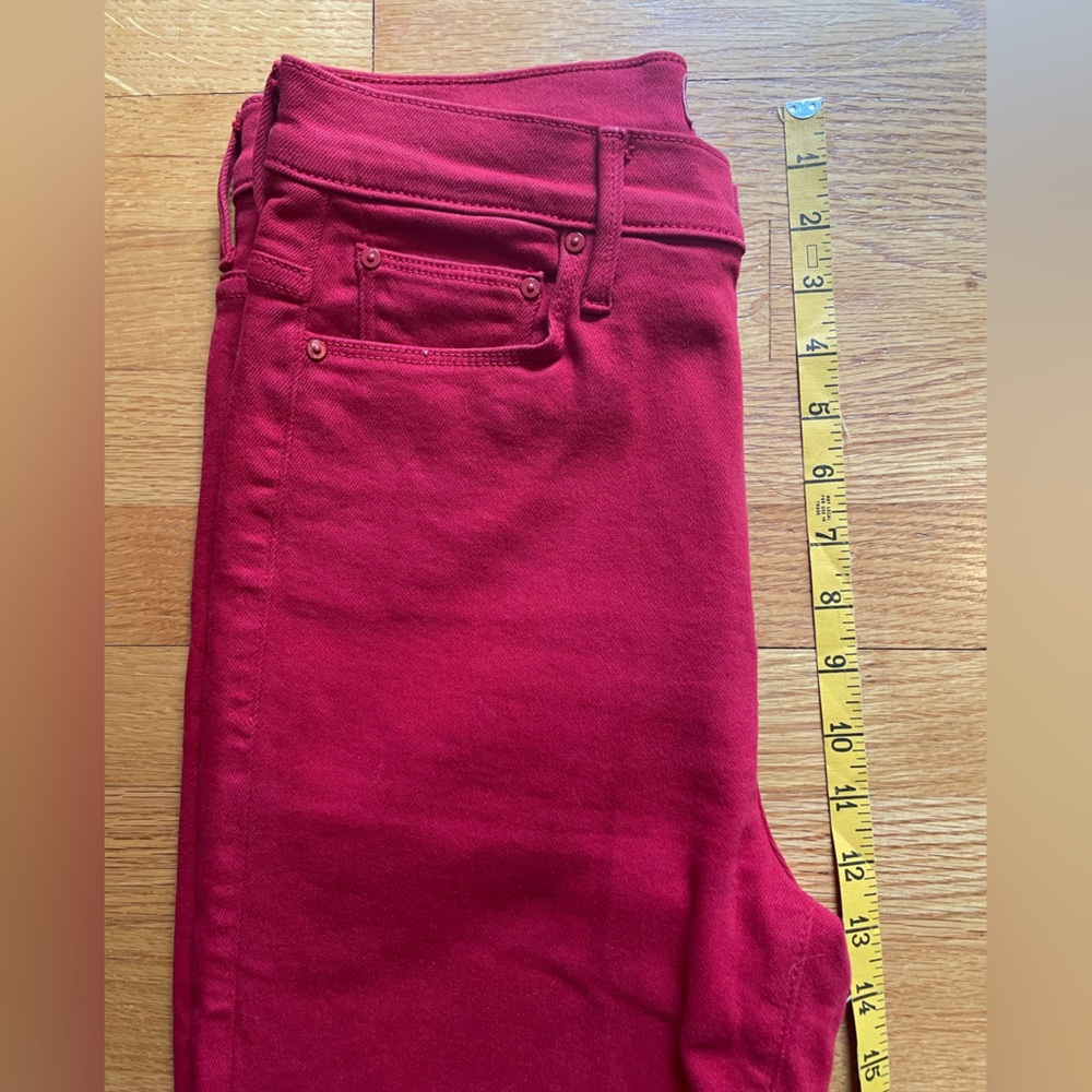 MOTHER Bold Red Denim High Waisted Weekender Skimp Jeans Sz28 - Picture 12 of 12